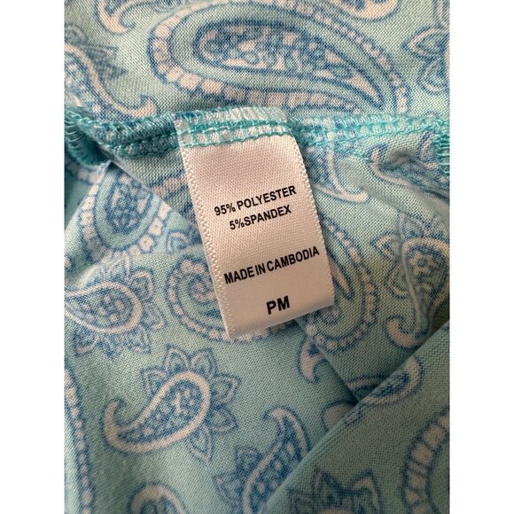 Muk Luks Three Piece Lounge Wear Set Size PM Aqua Stretch Pocket Shirt Pants Car - Picture 12 of 13